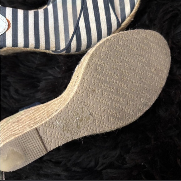White House Black Market Navy and White Striped Espadrille Wedges - Picture 2 of 3